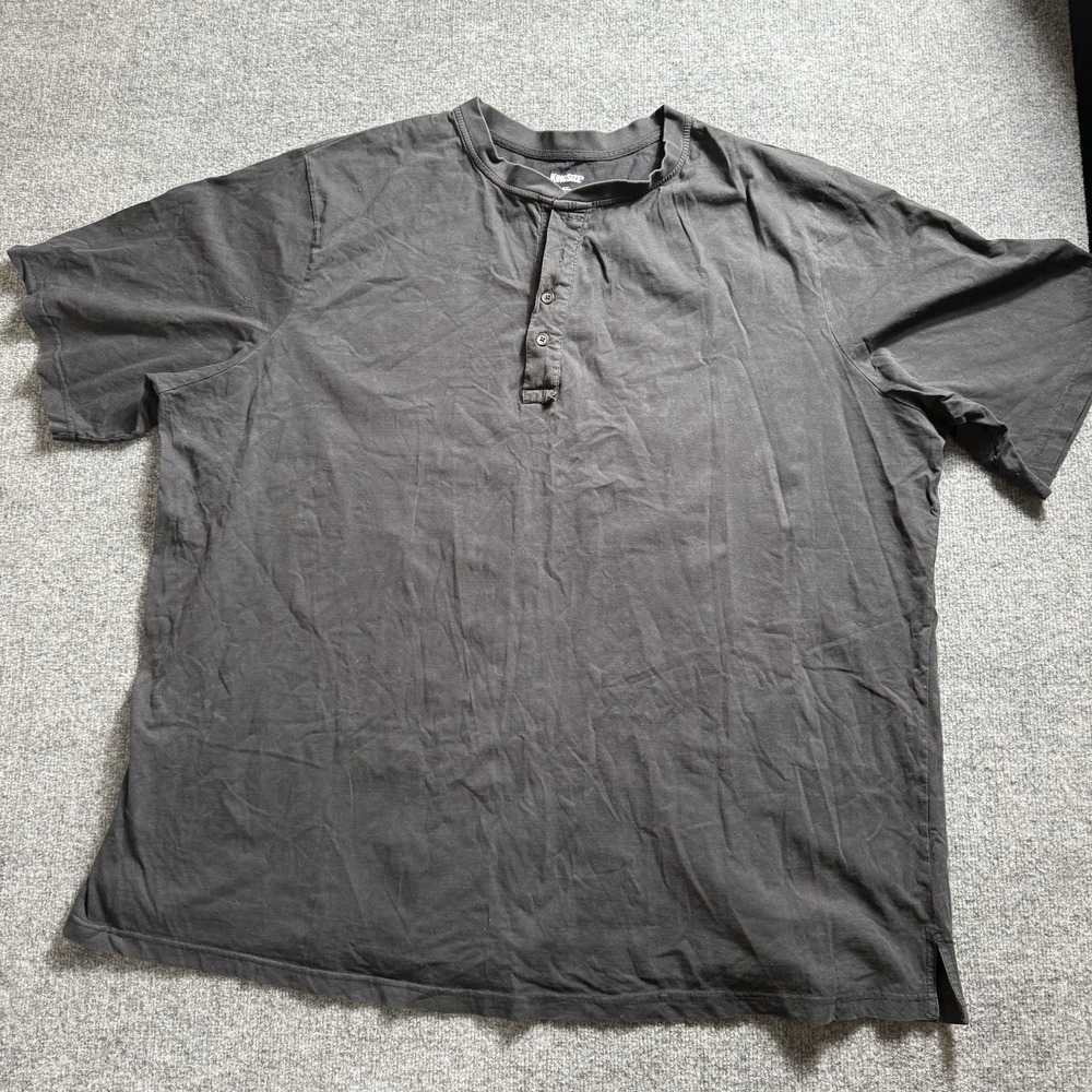 KingSize Mens Short Sleeve Henley Shirt Dark Charcoal Gray Casual 6X Tall